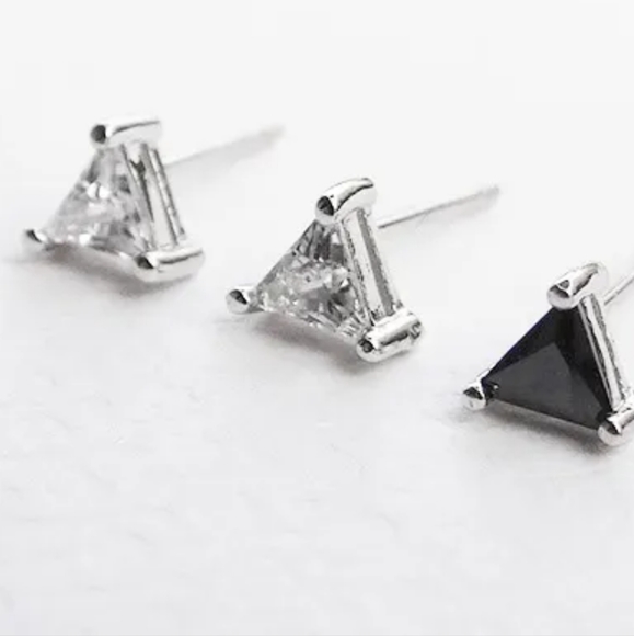 Triangle Diamond Earrings | 925 Sterling Silver - Picture 6 of 10
